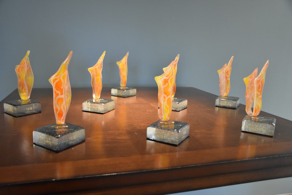 Local artist Amy Soverow, owner of The Glass Studio, LLC, designed the 2021 Ignite Awards. 